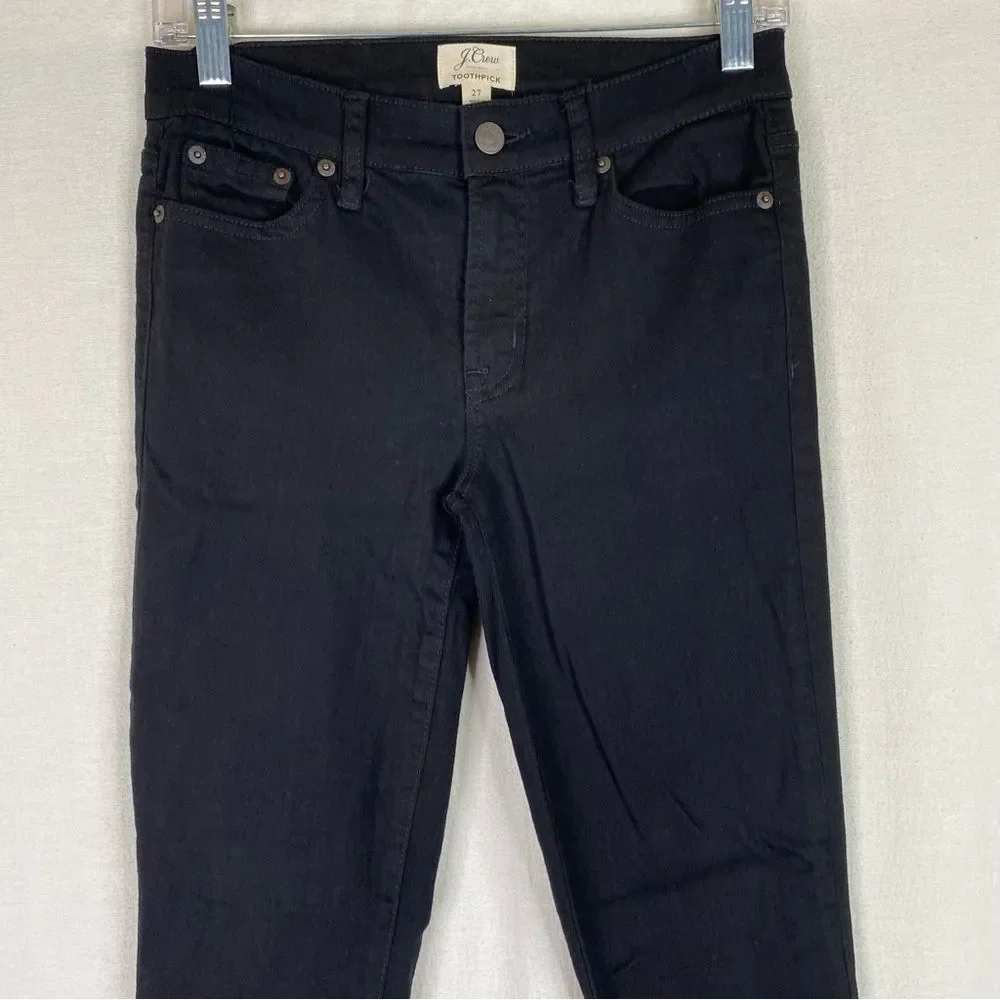 J Crew Jeans Women’s 27 Black Toothpick Skinny 5 Pocket Mid Rise B1281‎ Stretch